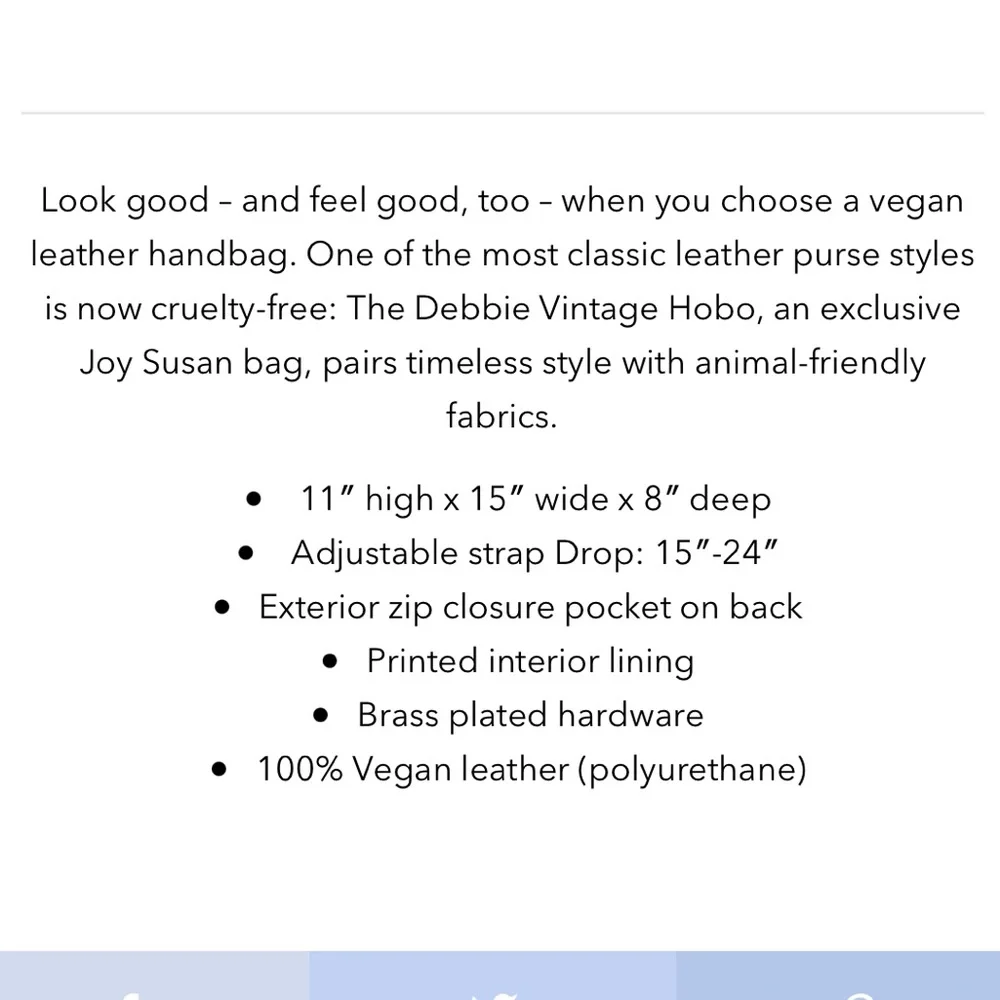 Joy Susan Debbie Vintage Vegan Hobo Crossbody Bag